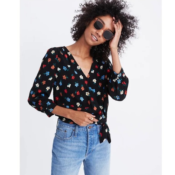 Madewell Tops - Madewell 3/4 sleeve top, floral wrap style